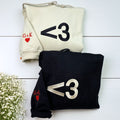 Custom Embroidered Heart Symbol Matching Sweatshirt or Hoodie