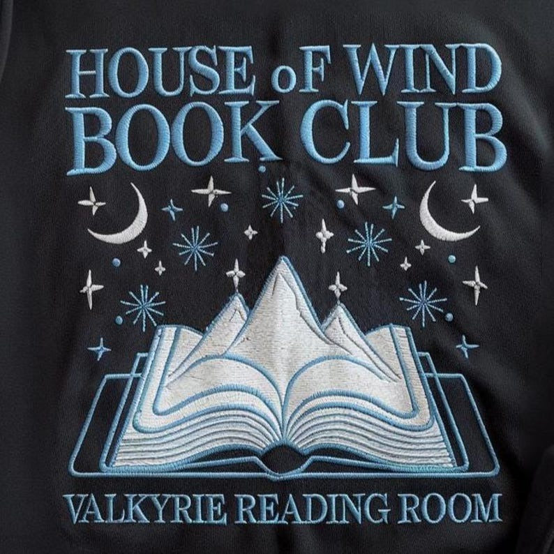 House Of Wind Book Club Embroidered Sweatshirt, ACOTAR Book Club Shirt, Night Court Throne Of Glass, Valkyrie Reading Room, Velaris Sweater