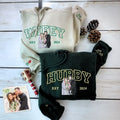 Custom Varsity Hubby and Wifey Sweatshirt or Hoodie, Embroidered Gift for Newlyweds