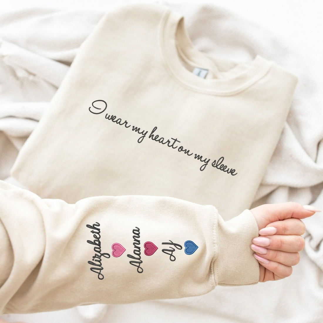 I Wear My Heart On My Sleeve Mom Sweatshirt or Hoodie