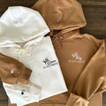 King x Queen Crown Custom Roman Numeral Matching Embroidered Hoodies For Couples