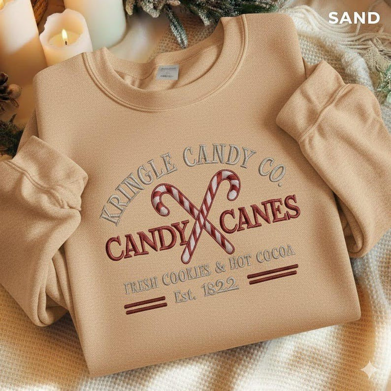 Kringle Candy Co Embroidered Sweatshirt, Vintage Holiday Sweatshirt, Christmas Gift Ideas, Family Christmas Sweatshirt, Christmas Sweatshirt