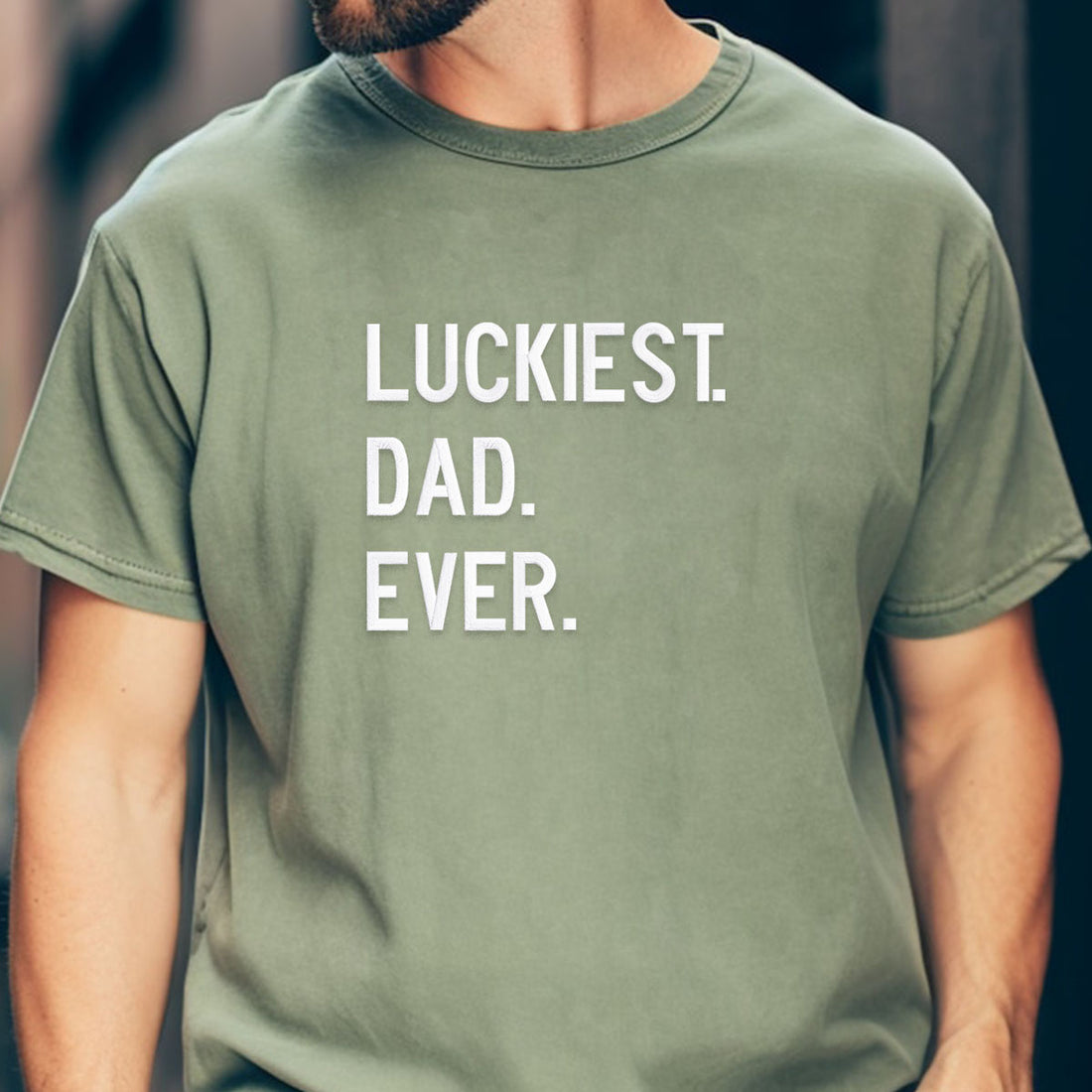 Comfort ColorÂ® Embroidered Luckiest Dad Ever Shirt