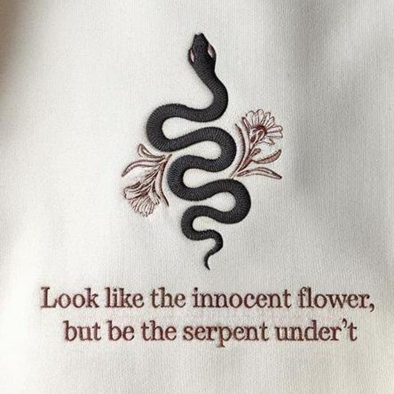 Lady Macbeth Serpent Embroidered Sweatshirt, Feminist Sweatshirt, Serpent Shirt, Be A Serpent Macbeth Quote Shirt, Shakespeare Sweatshirt