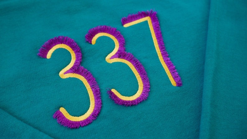 Louisiana 337 Area Code Mardi Gras Fringe Embroidered Sweatshirt