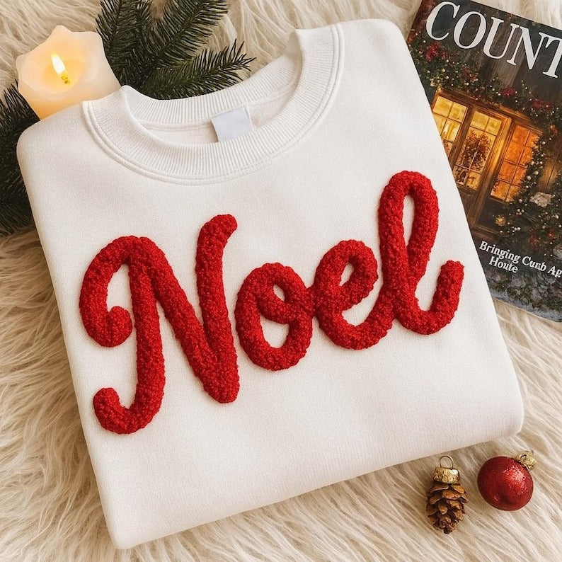 MAMA Claus Chenille Yarn Embroidered Sweatshirt, Family Sweatshirt, Custom Xmas Shirt For Mimi, Nana, Christmas Gift For Grandma