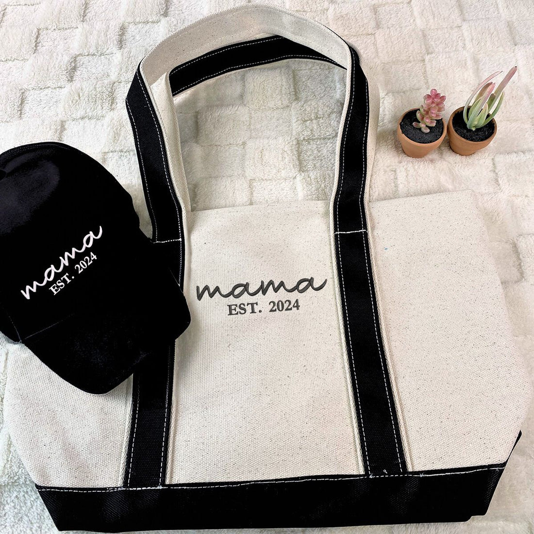 Mamaâ€™s Accessories Bundle: Embroidered Hat & Chic Tote Bag