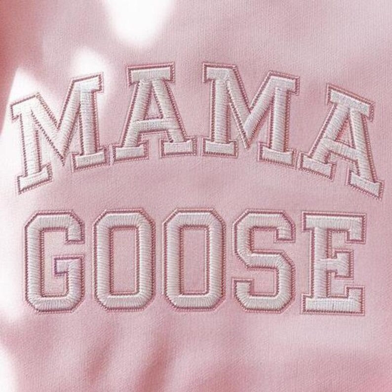 Mama Goose Varsity Embroidered Sweatshirt, Goose Mom Sweatshirt, Geese Family Shirt, Goose Family Mama Crewneck, Cute Goose Mama Sweatshirt
