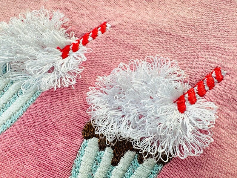 Mini Butterfly Fluffy Embroidered Sweatshirt, Fringe Embroidered Sweatshirt, Embroidered Sweatshirt