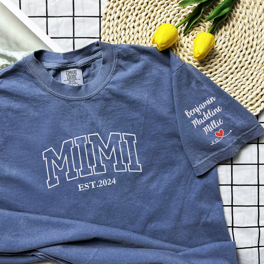Comfort ColorÂ® Embroidered Mimi Shirt with Grandkids Names