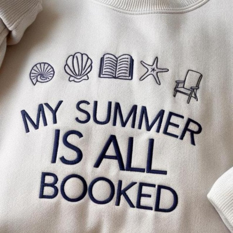 My Summer is All Book Embroidered Sweatshirt, Reading Sweatshirt, Book Lover Shirt, Bookish Shirt, Funny Readers Gift, Summer Beach Shirt