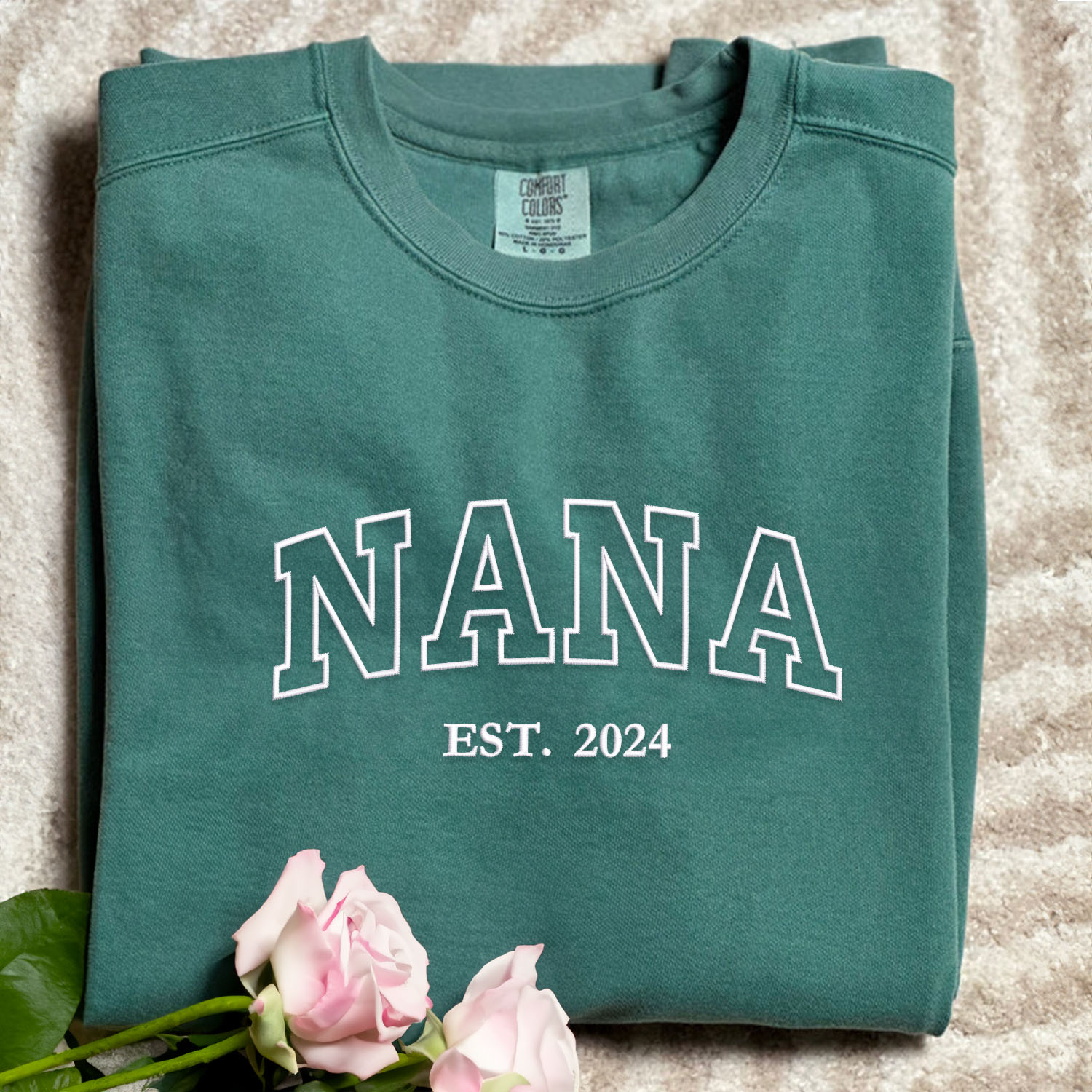 Comfort ColorÂ® Embroidered Nana Shirt with Grandkids Names, Gift for Mother's Day