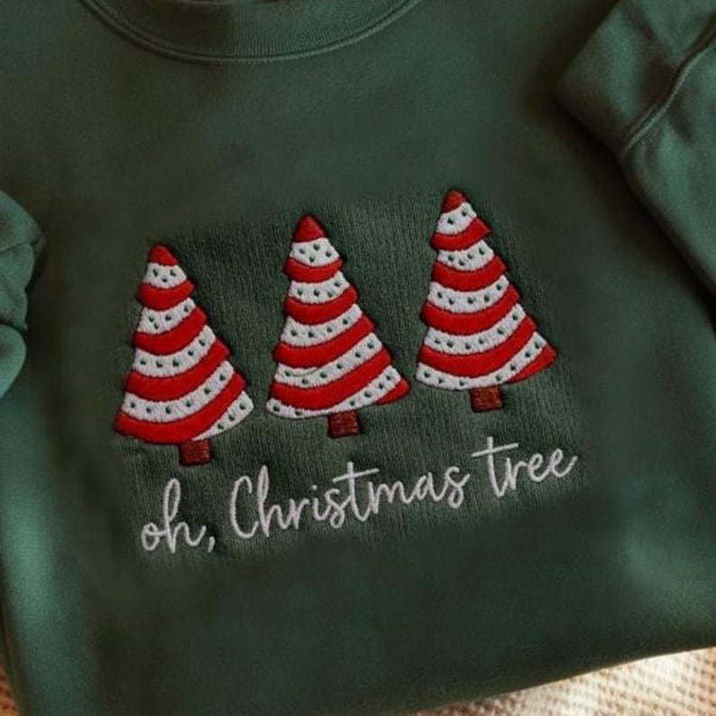 Oh Christmas Tree Embroidered Sweatshirt, Christmas Sweatshirt, Funny Christmas Sweatshirt, Christmas Cake Sweatshirt, Christmas Sweatshirt