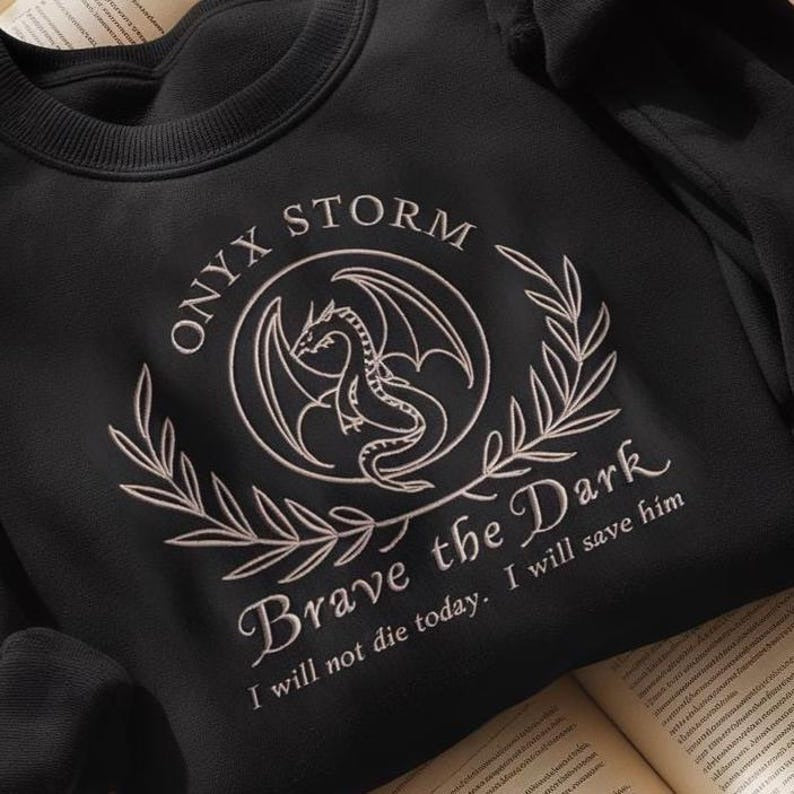 Onyx Strom Fourth Wing Embroidered Sweatshirt, Basgiath War College Shirt, Dragon Rider Shirt, Riders Quadrant, Fantasy Reader Bookish Shirt