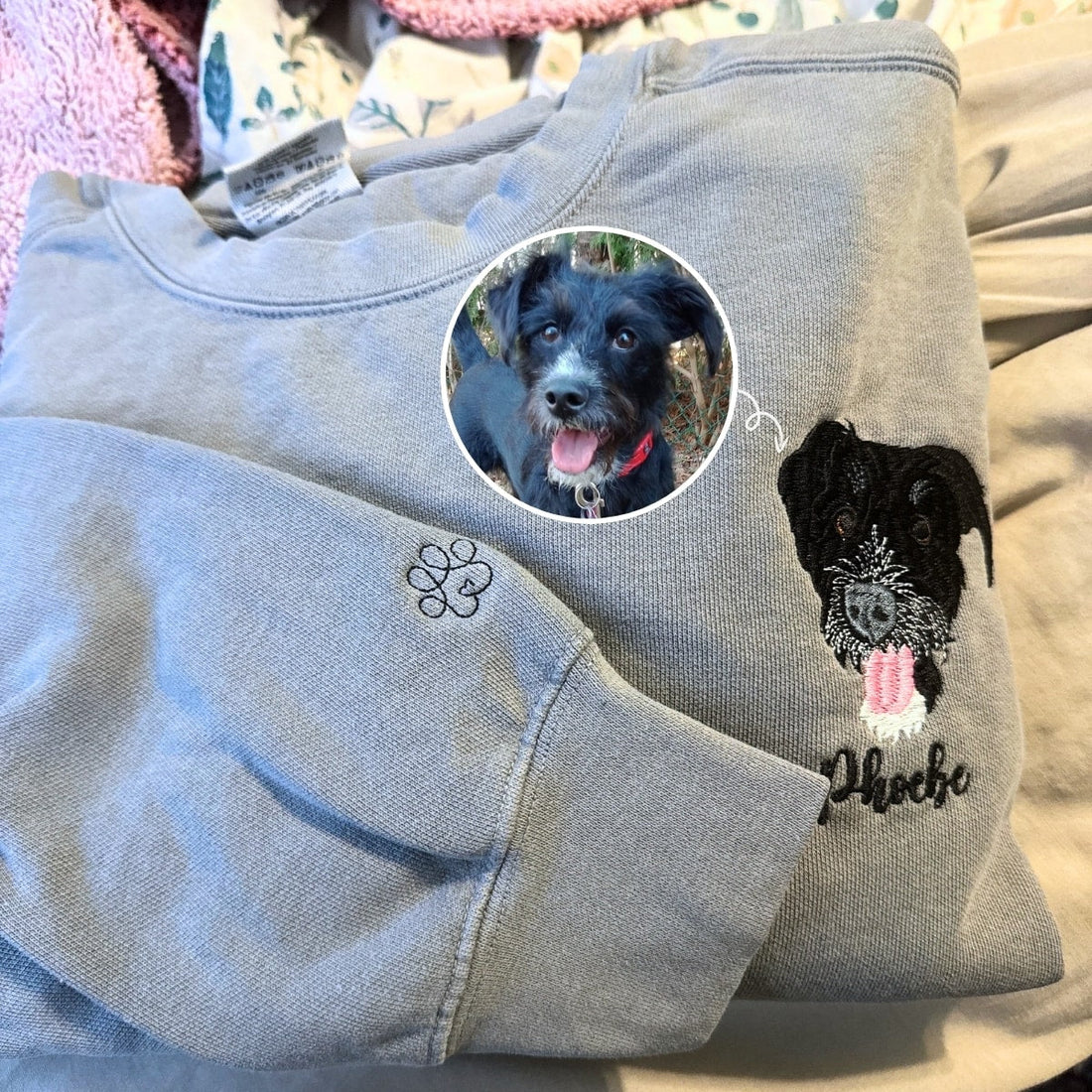 Comfort ColorÂ® Custom Embroidered Dog Face Sweatshirt from Your Photo