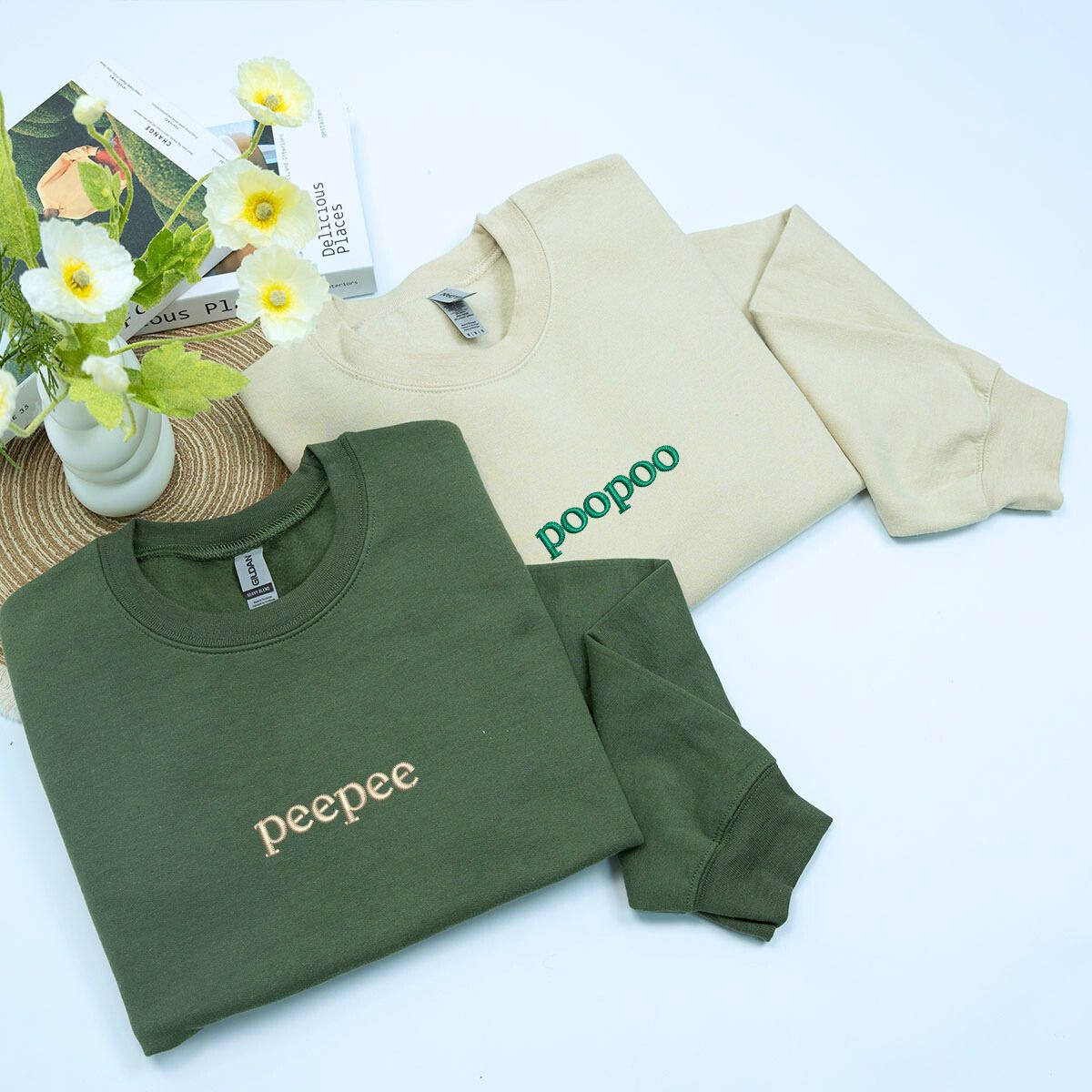 Custom Embroidered Peepee Poopoo Matching Sweatshirt or Hoodie