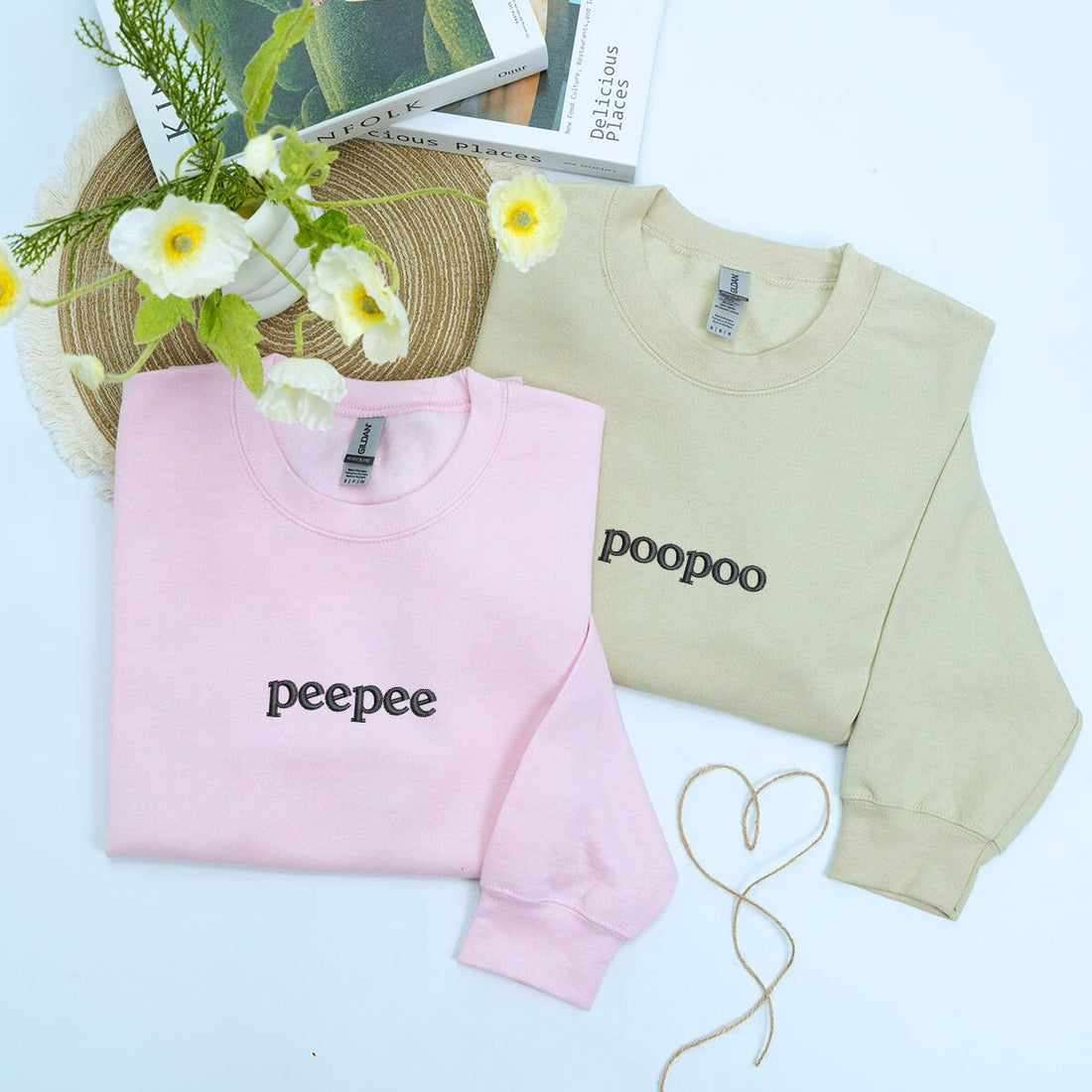 Custom Embroidered Peepee Poopoo Matching Sweatshirt or Hoodie