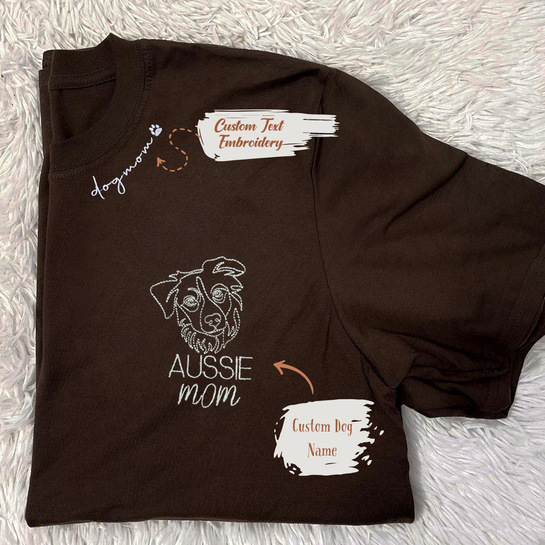 Personalized Australian Shepherd Dog Mom Shirt Embroidered Collar , Custom Shirt with Dog Name, Best Gifts For Australian Shepherd Owners