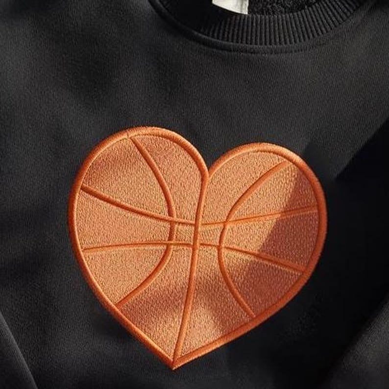 Personalized Basketball Lover Embroidered Sweatshirt, Basketball Heart Sweatshirt With Name, Custom Basketball Mom Shirt, Game Day Mom Shirt