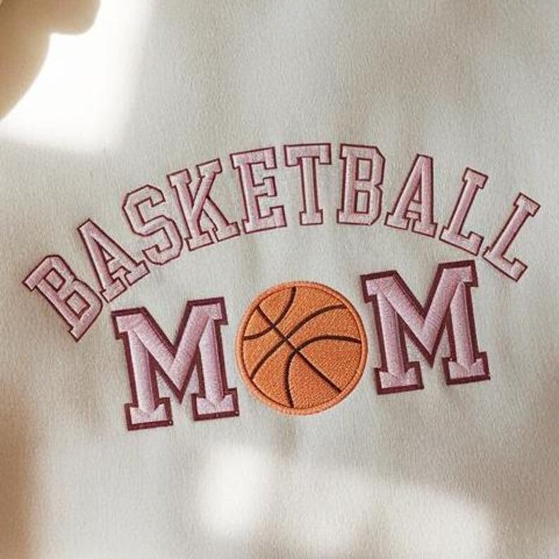 Personalized Basketball Mom Embroidered Sweatshirt, Basketball Mom Sweatshirt With Kids Name, Coquette Basketball Mom, Game Day Mom Sweater