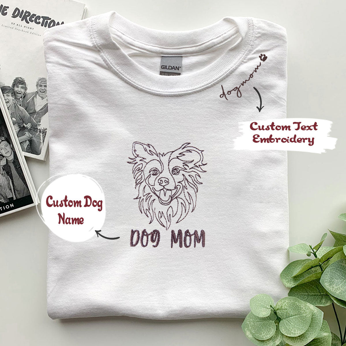 Personalized Border Collie Dog Mom Shirt Embroidered Collar, Custom Shirt with Dog Name, Best Gifts For Boxer Lovers