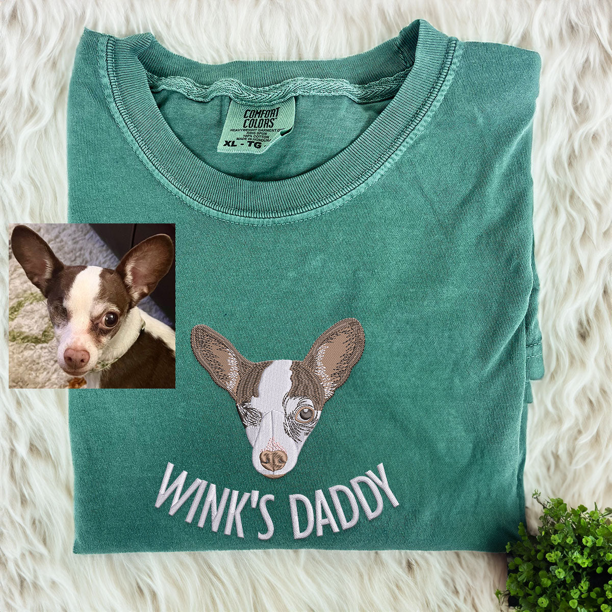 Comfort ColorÂ® Custom Embroidered Dog Dad Shirt With Dog Portrait From Photo Shirt