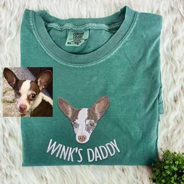 Comfort ColorÂ® Custom Embroidered Dog Dad Shirt With Dog Portrait From Photo Shirt