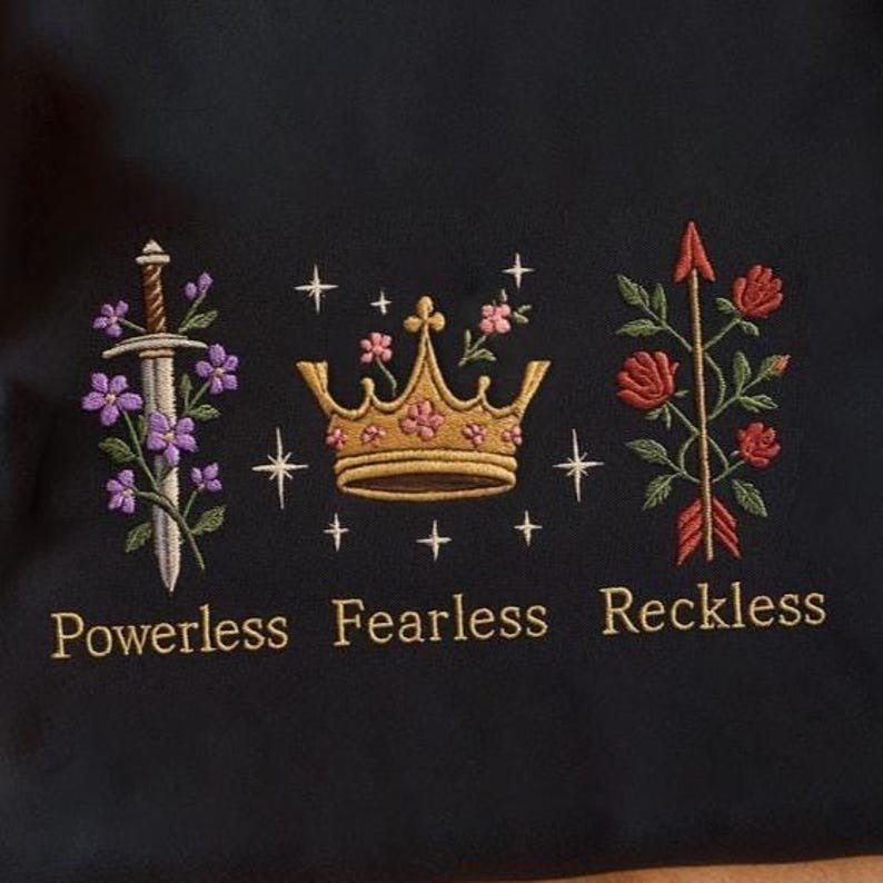 Powerless Bookish Embroidered Sweatshirt, Powerless Shirt, Fearless Shirt, Fantasy Book Sweatshirt, Bookworms Shirt, Romantic Quotes Shirt