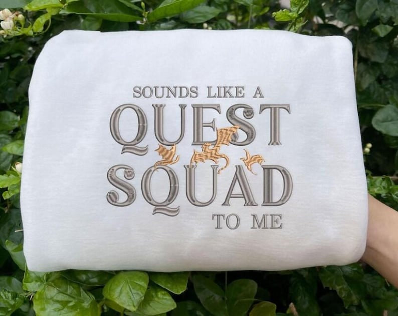 Quest Squad Embroidered Sweatshirt, Fourth Wing Sweatshirt, Bookish Sweatshirt, Dragon Rider Squad Sweatshirt, Onyx Storm, Bookish Gift