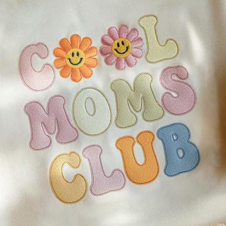 Retro Cool Moms Club Embroidered Sweatshirt, Cool Moms Club Shirt, Funny Mom Outfit, Best Mom Ever Shirt, Mom Sweatshirt, Mother's Day Shirt
