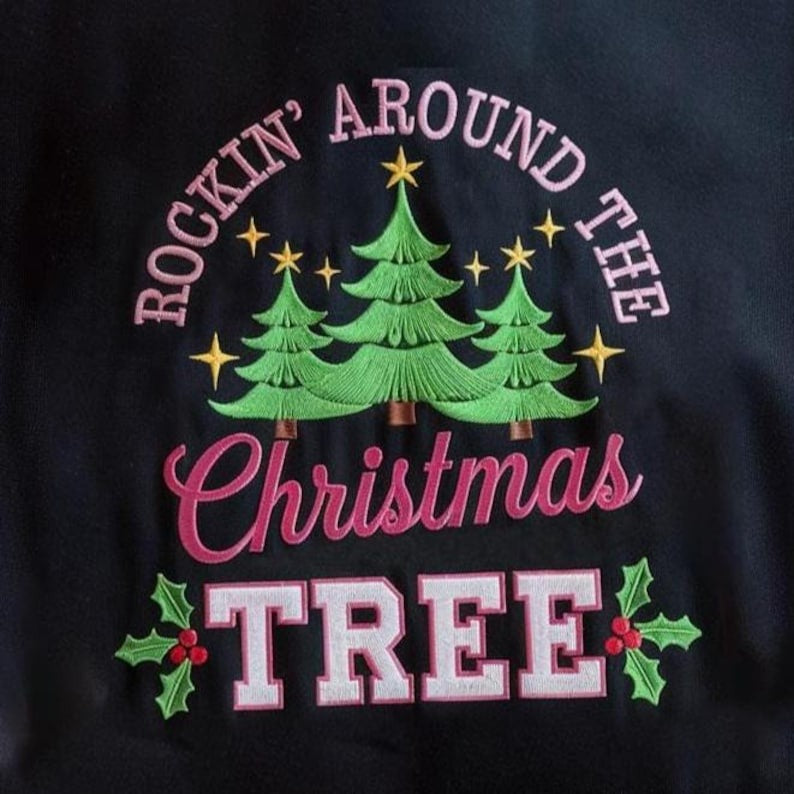 Rockin' Around The Christmas Tree Embroidered Sweatshirt, Nurse Respiratory Therapist Christmas Shirt, Funny Xmas Sweater, ICU Holiday Gifts