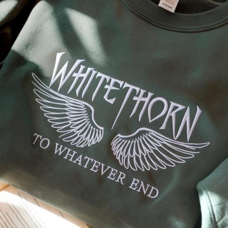 Rowan Whitethorn To Whatever End Embroidered Sweatshirt, Throne of Glass Shirt, Terrasen Sweater, Crescent City Sweater, Dragon Book Sweater