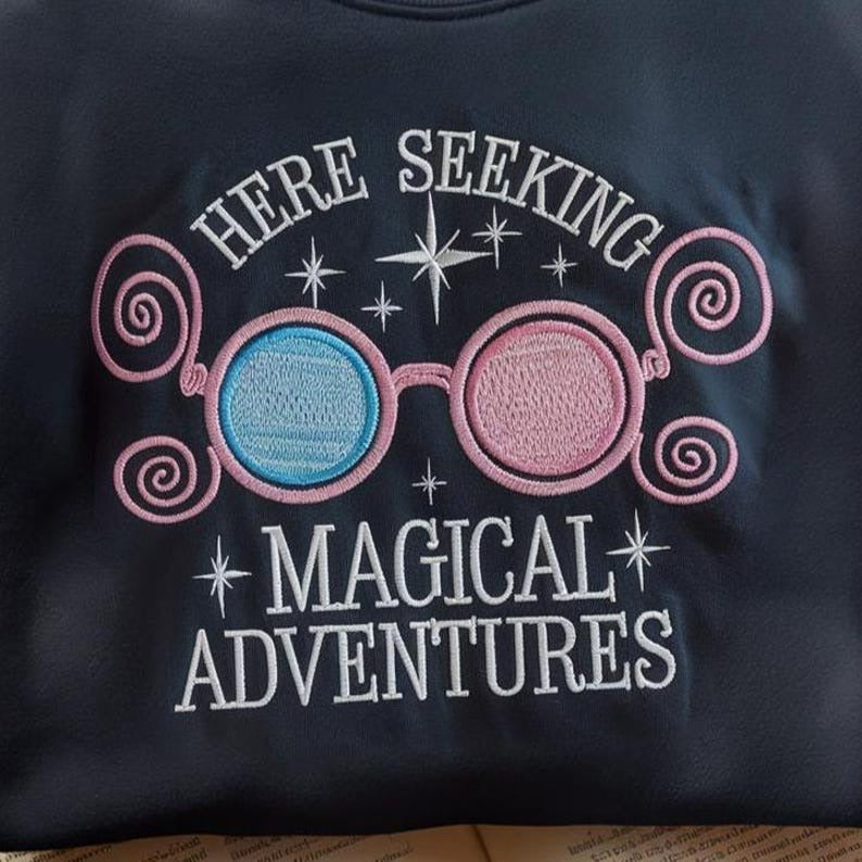 Seeking Magical Adventures Embroidered Sweatshirt, Retro Bookish Shirt, Wizard Shirt, Fantasy Book Lover Gift, Book Shirt, Bookworm Sweater