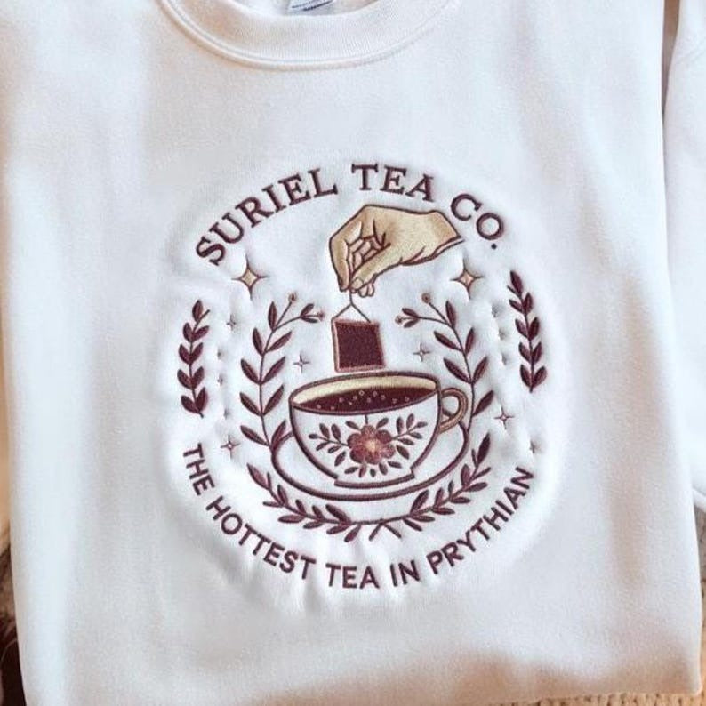 Suriel Tea Co Embroidered Sweatshirt, A Court Of Thorns And Roses Shirt, Bookish Shirt, Suriel Tea Sweater, Book Lover Shirt, Acotar Sweater
