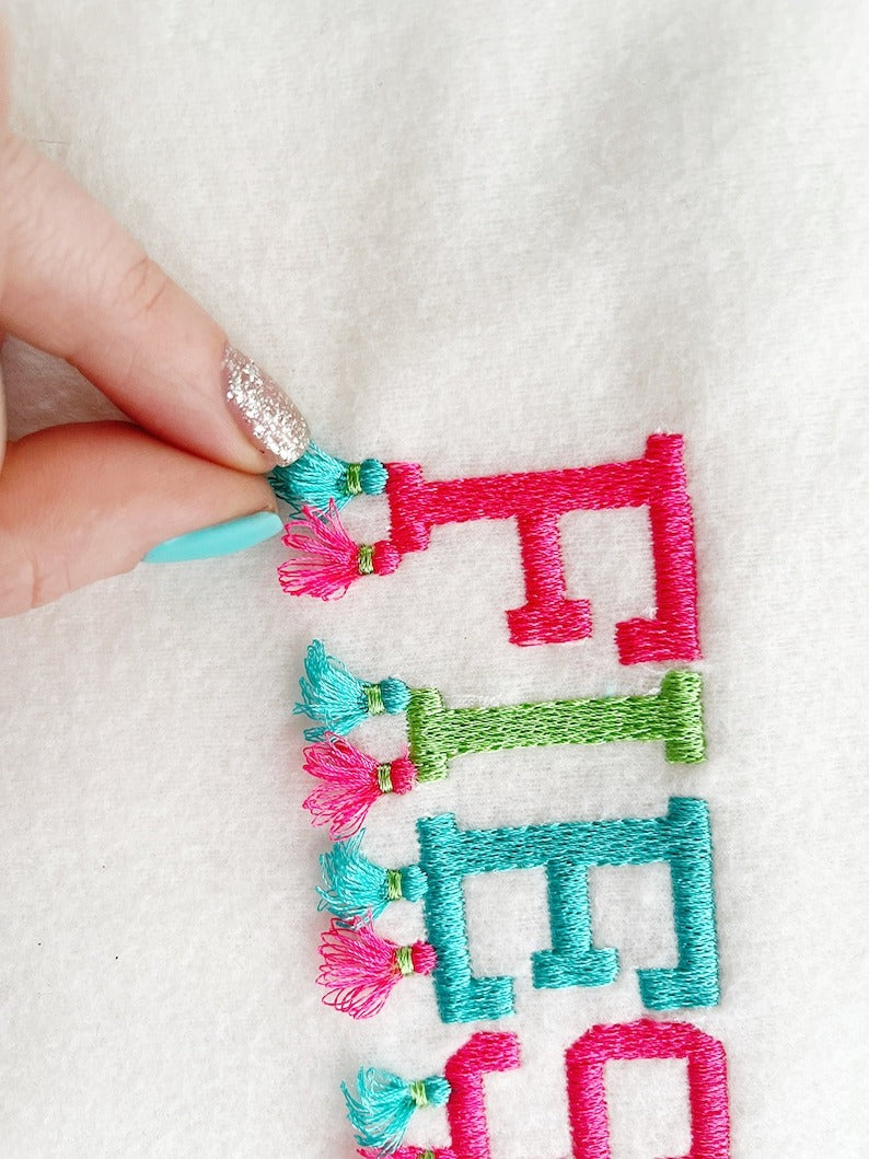 Tassel tassels Fringed Summer Fluffy Embroidered Sweatshirt, Fringe Embroidered Sweatshirt, Embroidered Sweatshirt