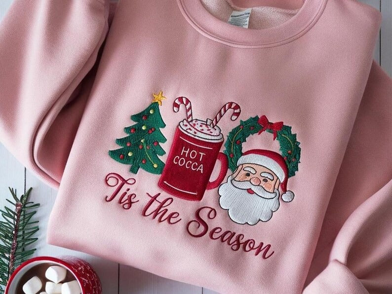 Tis The Season Embroidered Sweatshirt, Christmas Tis The Season Sweatshirt, Merry Christmas Shirt, Christmas Sweatshirt, Cute Winter Sweater