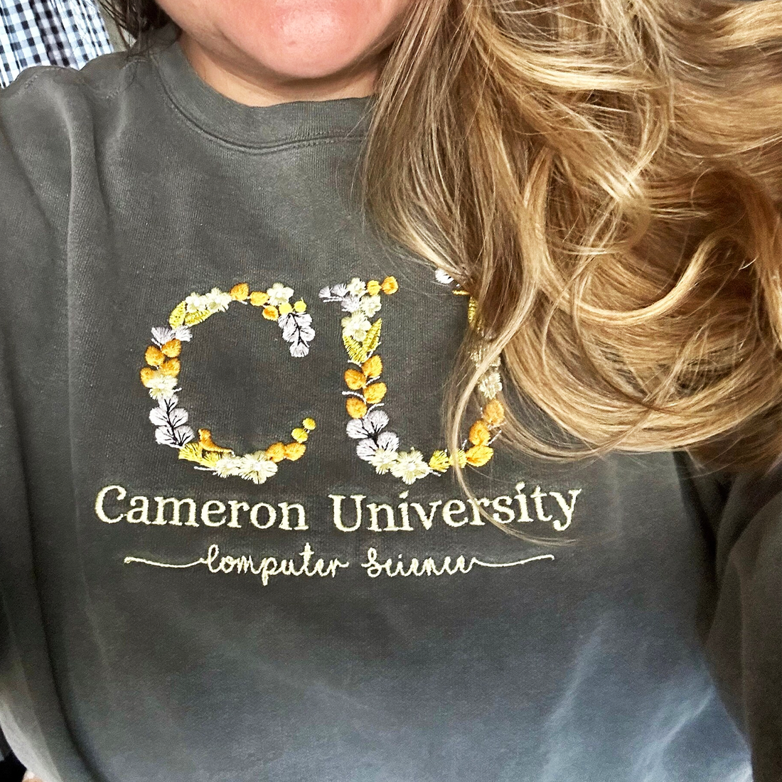 Comfort ColorÂ® Custom Embroidered University College Floral Sweatshirt