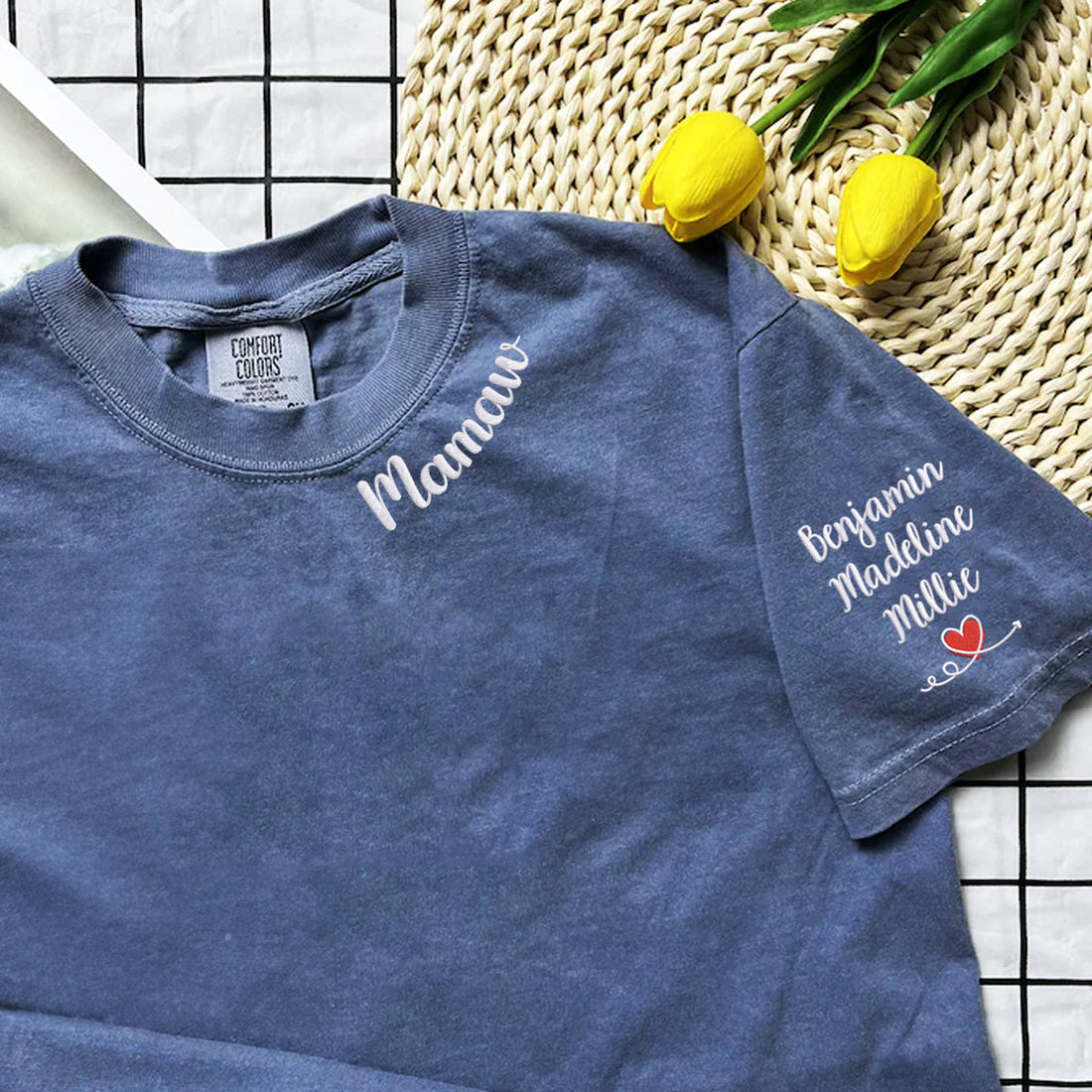 Comfort ColorÂ® Embroidered Mamaw Shirt with Grandkids Names