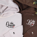King And Queen Hoodie, Matching Relationship Embroidered Hoodies