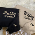 Custom Couple Matching Hubby and Wifey Embroidered Hoodie