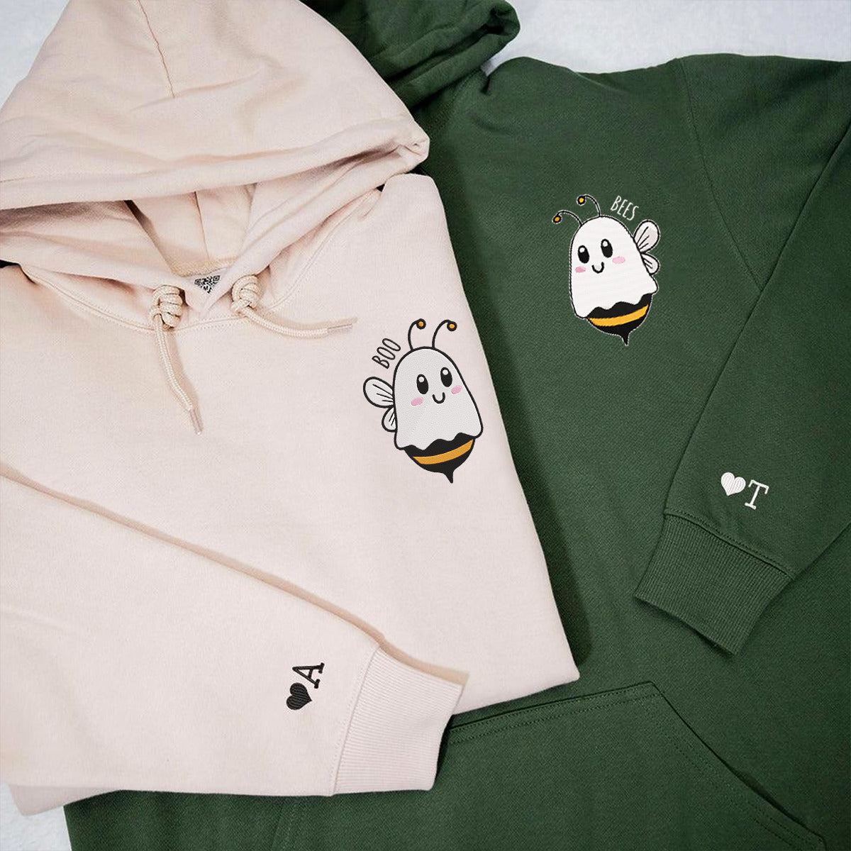 Custom Matching Couple Boo Bees Embroidered Hoodie