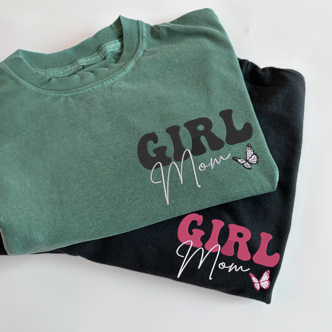 Comfort ColorÂ® Embroidered Girl Mom Shirt with Kids Name
