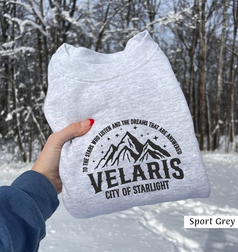 Velaris City Embroidered Sweatshirt, To The Stars Who Listen Embroidered Sweatshirt, Acotar Embroidered Sweatshirt, Stars Velaris Sweatshirt