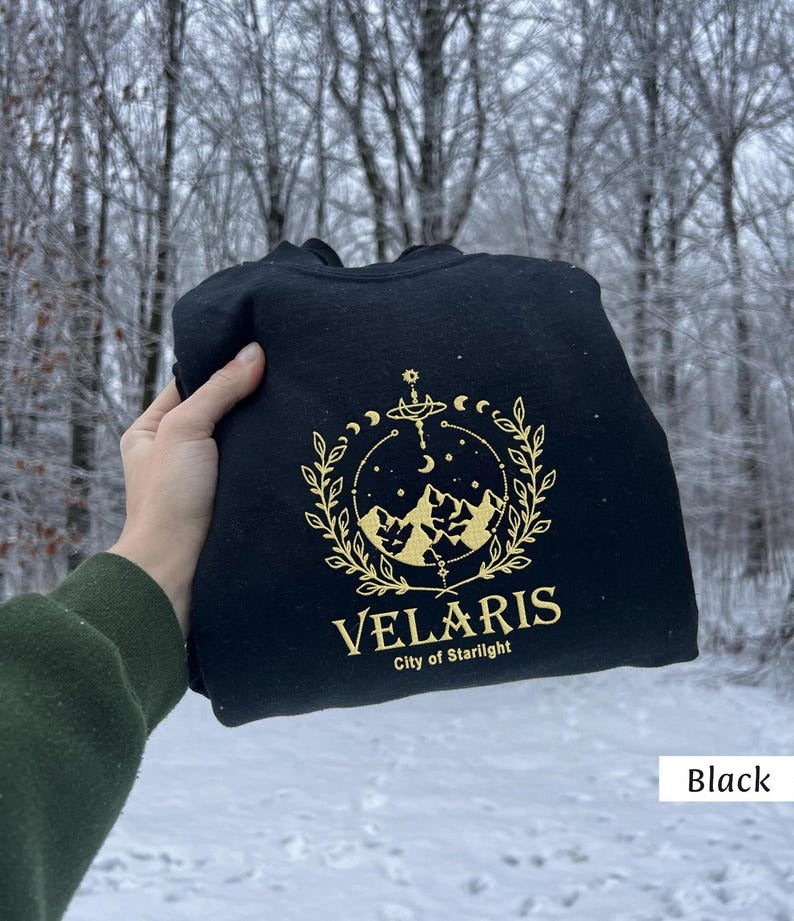 Velaris City of Star Light Embroidered Sweatshirt, The Night Court Embroidered Shirt, Acotar Embroidered Sweatshirt Stars Velaris Sweatshirt