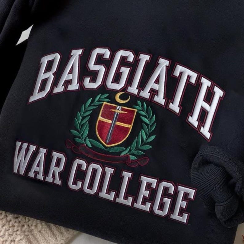 Vintage Basgiath War College Embroidered Sweatshirt, Fourth Wing Sweatshirt, Xaden Riorson, Fantasy Book Dragon Shirt, Fantastic Book Shirt