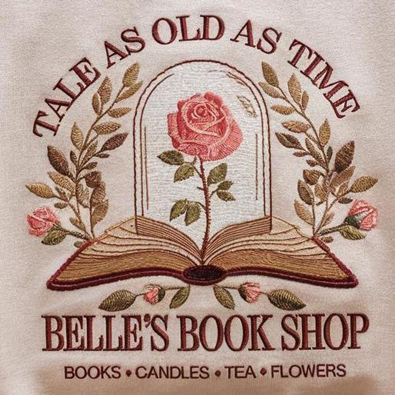 Vintage Retro Belle's Book Shop Embroidered Sweatshirt, Princess Belle's Book Shop Shirt, Tale as old as time Shirt, Disney Princess Shirt