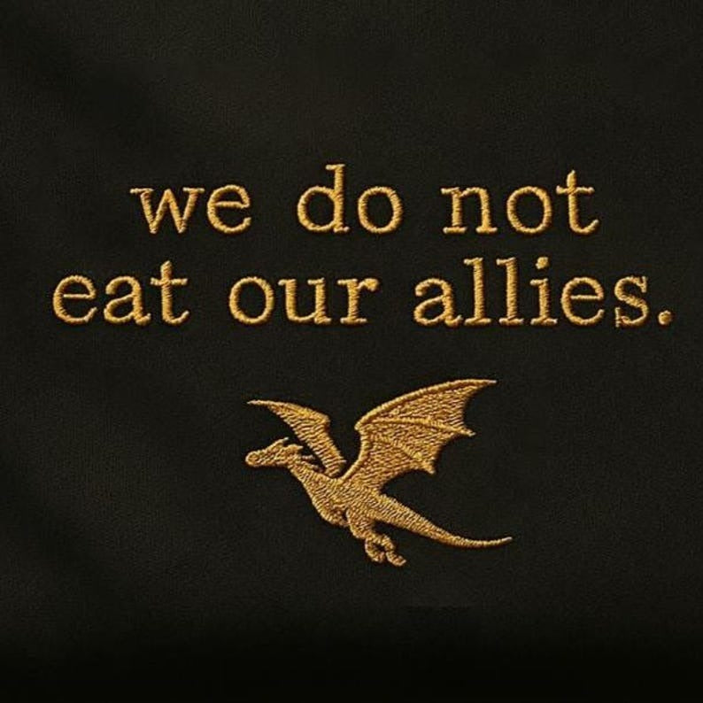 We Do Not Eat Our Allies Embroidered Sweatshirt, Fourth Wing Shirt, Basgiath War College Shirt, Dragon Woman Shirt, Book Lover Girl Shirt