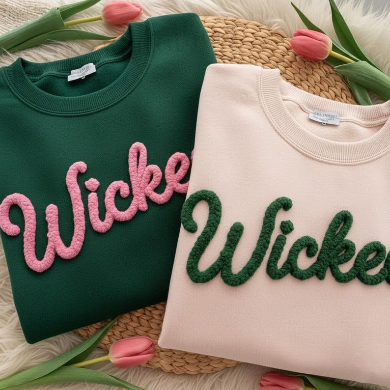 Wicked Chenille Yarn Embroidered Sweatshirt, Changed For Good Shirt, Christmas Gift For Her