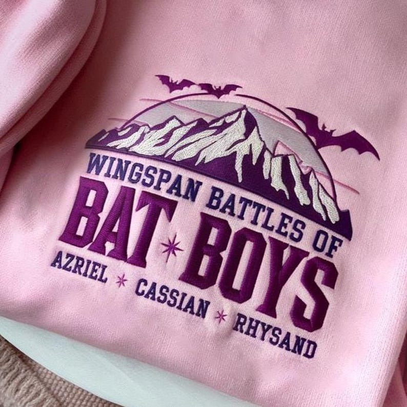 Wingspan Bat Boys Embroidered Sweatshirt, Book Lovers Shirt, Acotar Book Club Sweater, Azriel Cassian Rysand Sweatshirt, Night Court Sweater