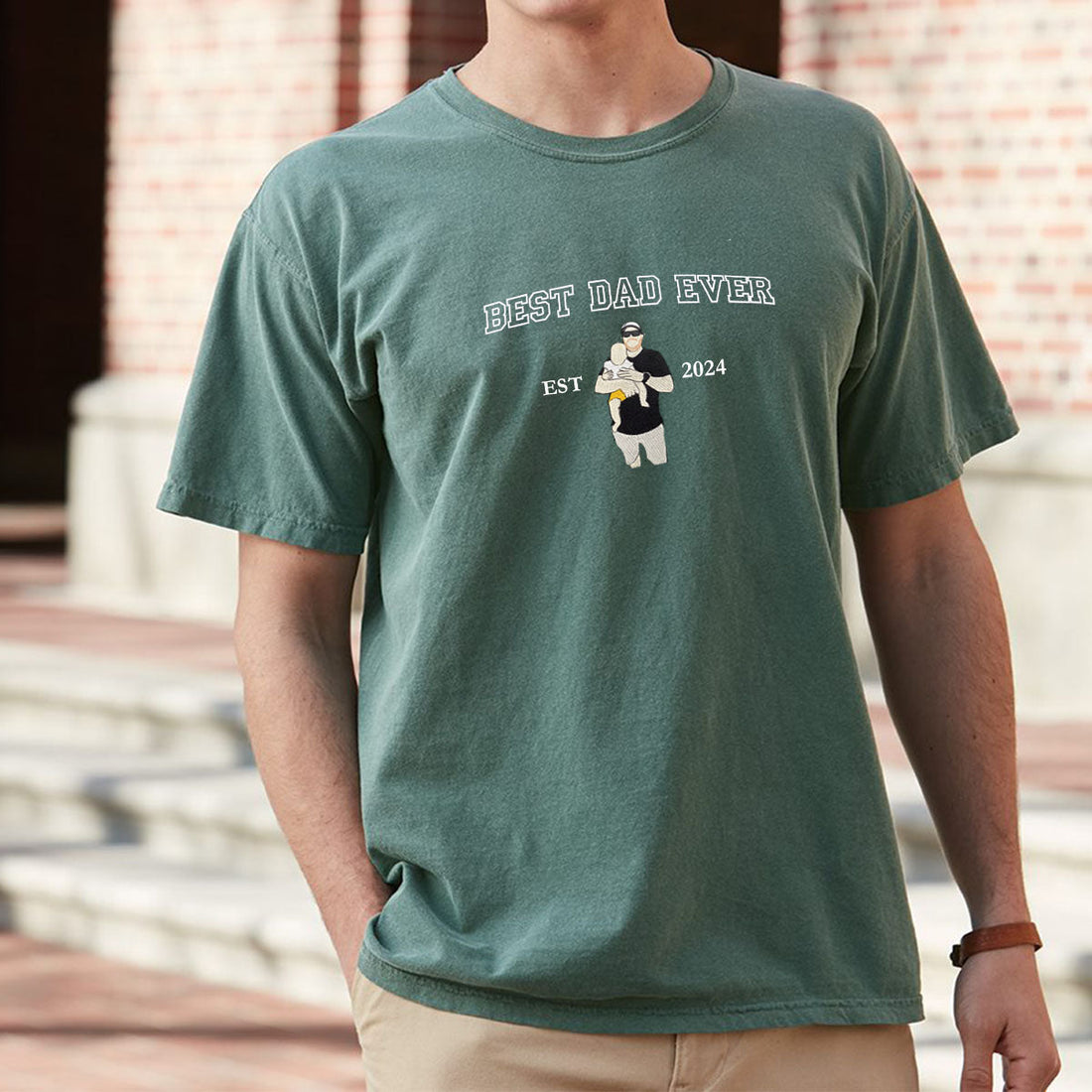 Comfort ColorÂ® Custom Embroidered Best Dad Ever Shirt